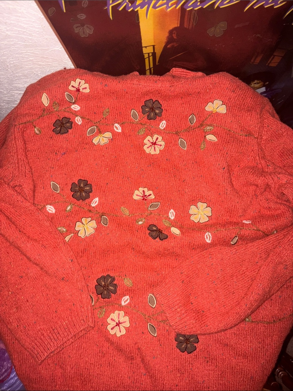 Alfred Dunner Red Embroidered Floral Crewneck Sweater